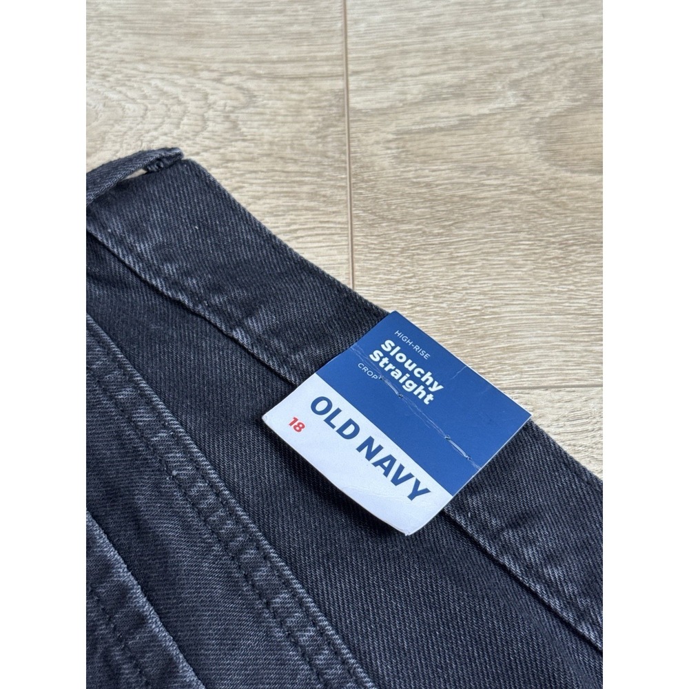 NWT Womens‎ Old Navy High Rise Slouchy Straight Black Jeans Distressed Size 18 - Picture 3 of 14